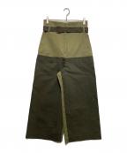 Max Mara WEEK END LINEマックスマーラ ウイークエンドライン）の古着「バイカラーワイドパンツ」｜グリーン