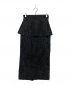 HER LIP TOハーリップトゥ）の古着「Floral Jacquard Peplum Skirt」｜ブラック