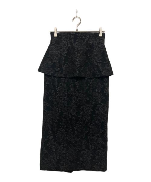HER LIP TO（ハーリップトゥ）Her lip to (ハーリップトゥ) Floral Jacquard Peplum Skirt ブラック サイズ:Mの古着・服飾アイテム