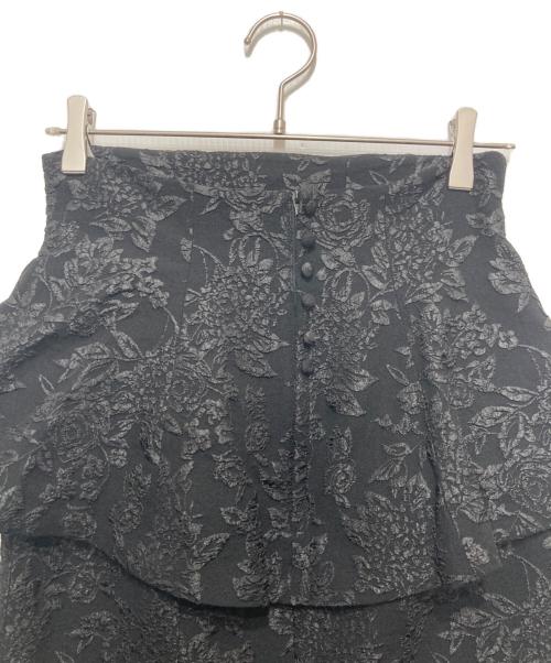 HER LIP TO（ハーリップトゥ）Her lip to (ハーリップトゥ) Floral Jacquard Peplum Skirt ブラック サイズ:Mの古着・服飾アイテム