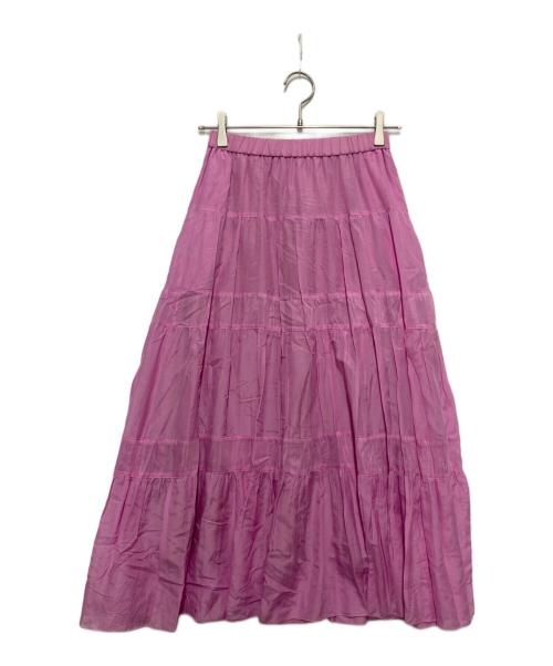 ANAYI（アナイ）ANAYI (アナイ) コットンシルクローンティアード ギャザースカート ピンク サイズ:SIZE 34の古着・服飾アイテム