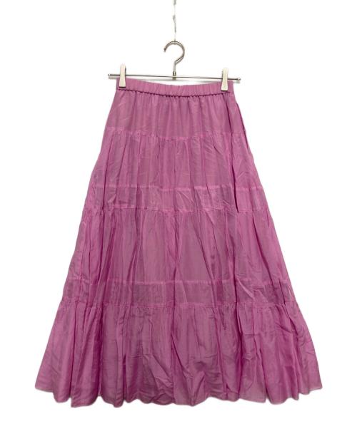 ANAYI（アナイ）ANAYI (アナイ) コットンシルクローンティアード ギャザースカート ピンク サイズ:SIZE 34の古着・服飾アイテム