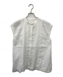 Spick and Span（スピックアンドスパン）の古着「ケミカルレーススタンドカラーブラウス」｜ホワイト