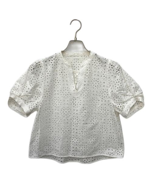 BALLSEY（ボールジィ）BALLSEY (ボールジィ) サークルフラワーエンブロイダリー キーネックブラウス ホワイト サイズ:SIZE 36の古着・服飾アイテム