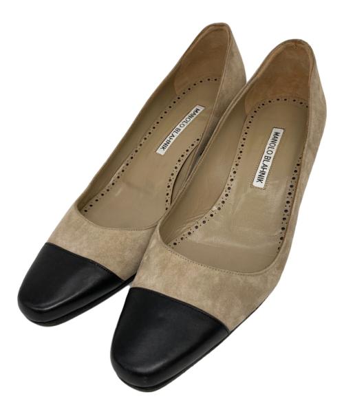 Manolo Blahnik（マノロブラニク）Manolo Blahnik (マノロブラニク) バイカラーヒールパンプス ブラウン サイズ:SIZE 37 1/2の古着・服飾アイテム