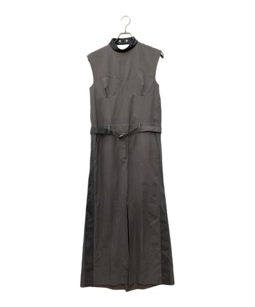 sacai（サカイ）sacai (サカイ) ノースリーブベルデッドドレス ワンピース グレー サイズ:1の古着・服飾アイテム