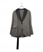 sacaiサカイ）の古着「Suiting Pleated blazer / 異素材バックプリーツスーチングベルテッドジャケット」｜グレー