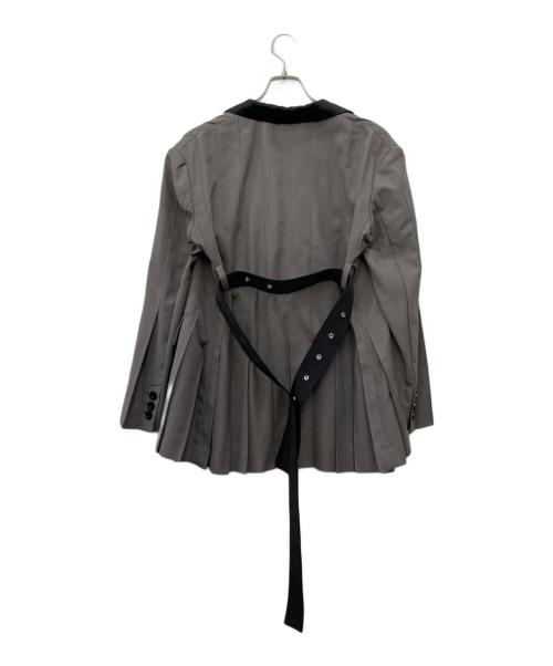 sacai（サカイ）sacai (サカイ) Suiting Pleated blazer / 異素材バックプリーツスーチングベルテッドジャケット グレー サイズ:1の古着・服飾アイテム