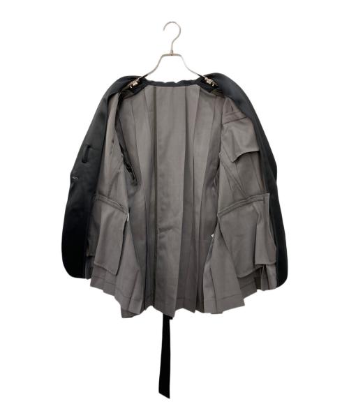 sacai（サカイ）sacai (サカイ) Suiting Pleated blazer / 異素材バックプリーツスーチングベルテッドジャケット グレー サイズ:1の古着・服飾アイテム