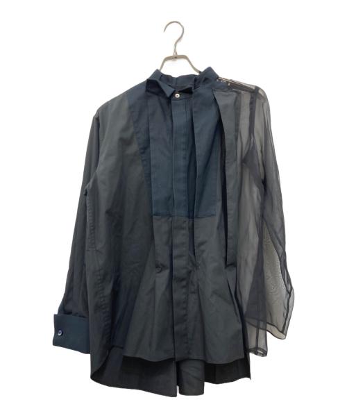 sacai（サカイ）sacai (サカイ) Chiffon Mix Cotton Poplin Shirt ブラック サイズ:2の古着・服飾アイテム