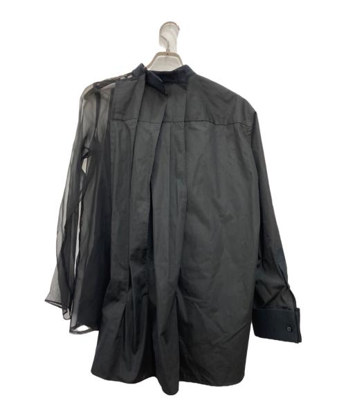 sacai（サカイ）sacai (サカイ) Chiffon Mix Cotton Poplin Shirt ブラック サイズ:2の古着・服飾アイテム