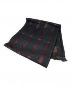 GUCCIグッチ）の古着「GG柄 ウールシルクフリンジストール」｜ブラック