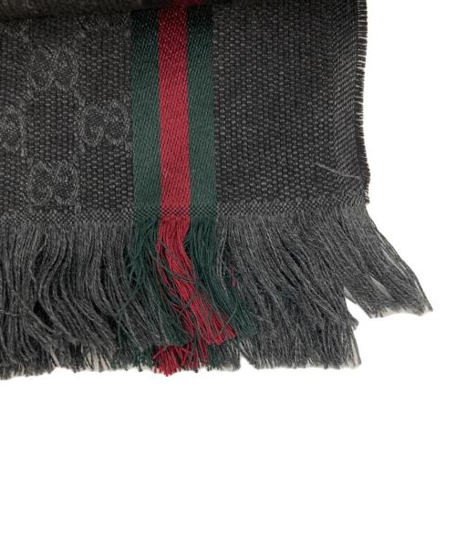 GUCCI（グッチ）GUCCI (グッチ) GG柄 ウールシルクフリンジストール ブラック 未使用品の古着・服飾アイテム