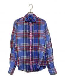 POLO RALPH LAUREN（ポロ・ラルフローレン）の古着「リネンチェックシャツ」｜ネイビー