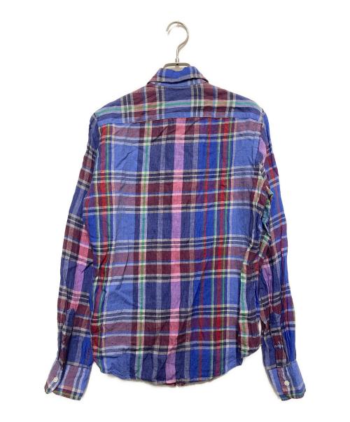 POLO RALPH LAUREN（ポロ・ラルフローレン）POLO RALPH LAUREN (ポロ・ラルフローレン) リネンチェックシャツ ネイビー サイズ:Mの古着・服飾アイテム