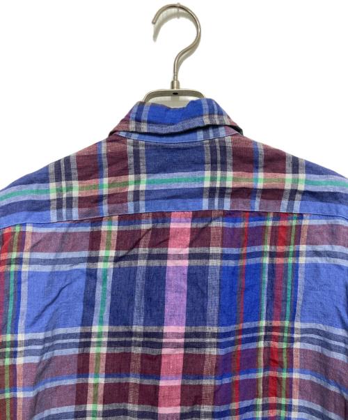 POLO RALPH LAUREN（ポロ・ラルフローレン）POLO RALPH LAUREN (ポロ・ラルフローレン) リネンチェックシャツ ネイビー サイズ:Mの古着・服飾アイテム
