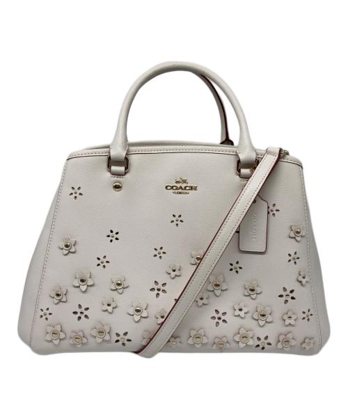 COACH（コーチ）COACH (コーチ) フラワーパンチング 2WAYバッグ ホワイトの古着・服飾アイテム
