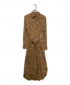 LAUREN RALPH LAURENローレンラルフローレン）の古着「チェーン柄シャツワンピース」｜ベージュ