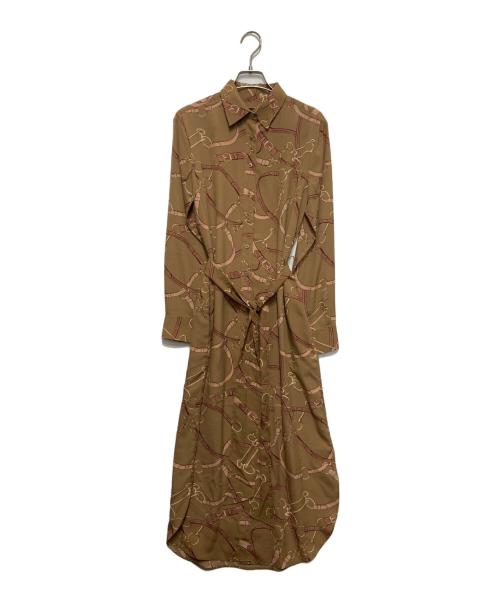 LAUREN RALPH LAUREN（ローレンラルフローレン）LAUREN RALPH LAUREN (ローレンラルフローレン) チェーン柄シャツワンピース ベージュ サイズ:SIZE 2の古着・服飾アイテム