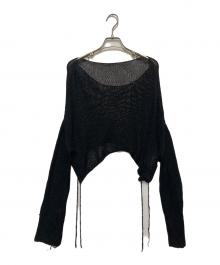 Ameri（アメリ）の古着「SHINY LOOSE KNIT SHORT TOP」｜ブラック