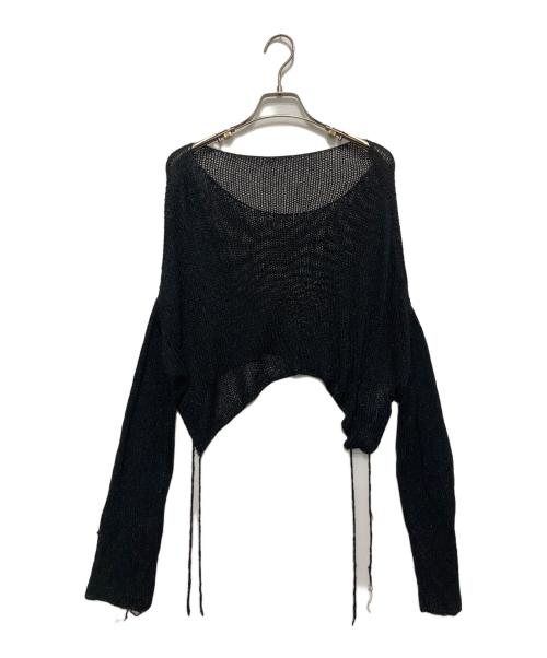 Ameri（アメリ）AMERI (アメリ) SHINY LOOSE KNIT SHORT TOP ブラック サイズ:FREEの古着・服飾アイテム