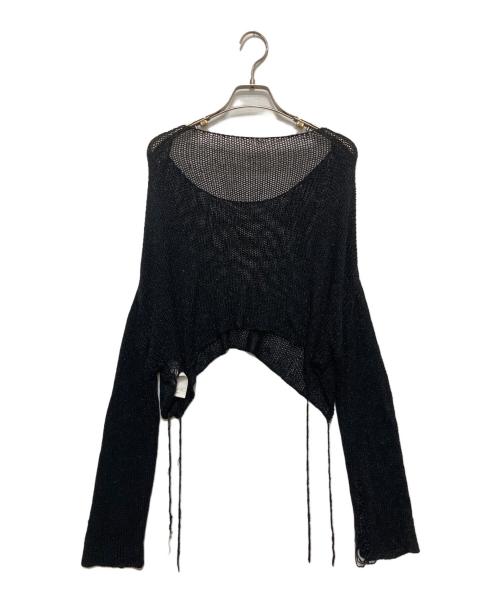 Ameri（アメリ）AMERI (アメリ) SHINY LOOSE KNIT SHORT TOP ブラック サイズ:FREEの古着・服飾アイテム