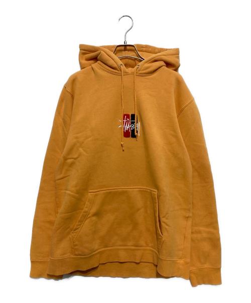 stussy（ステューシー）stussy (ステューシー) Bars Logo Applique Pullover Hoodie イエロー サイズ:Lの古着・服飾アイテム