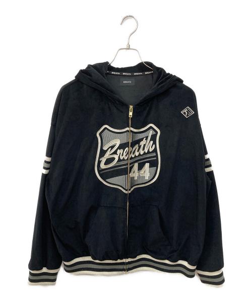 BREATH（ブレス）BREATH (ブレス) VELOUR ZIP UP HOODIE ブラック サイズ:Ｌの古着・服飾アイテム
