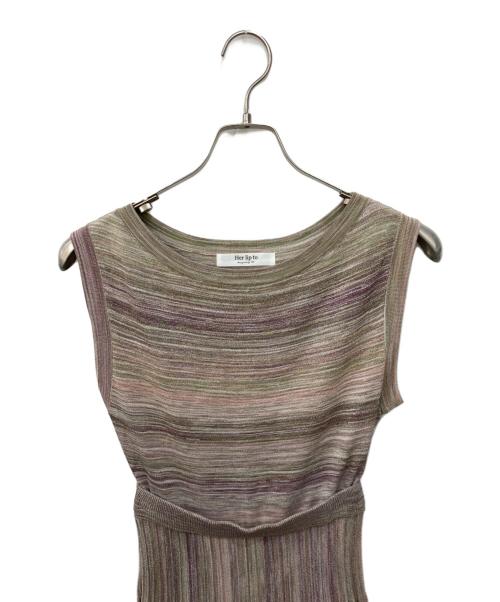 HER LIP TO（ハーリップトゥ）Her lip to (ハーリップトゥ) Water Lily Garden Knit Dress ベージュ サイズ:Ｓの古着・服飾アイテム