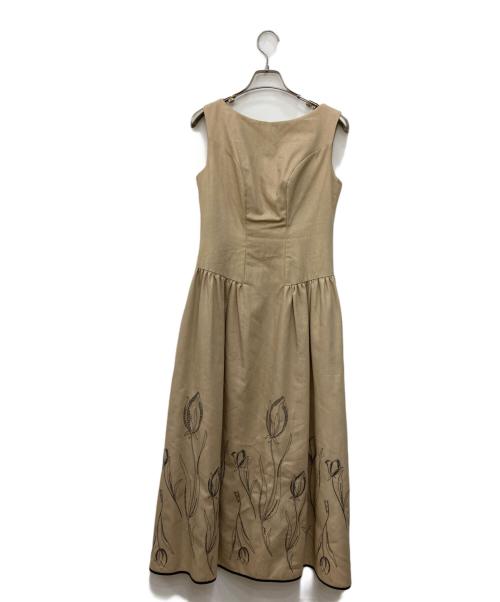 HER LIP TO（ハーリップトゥ）Her lip to (ハーリップトゥ) Tulip Cotton Blend Midi Dress ベージュ サイズ:Sの古着・服飾アイテム