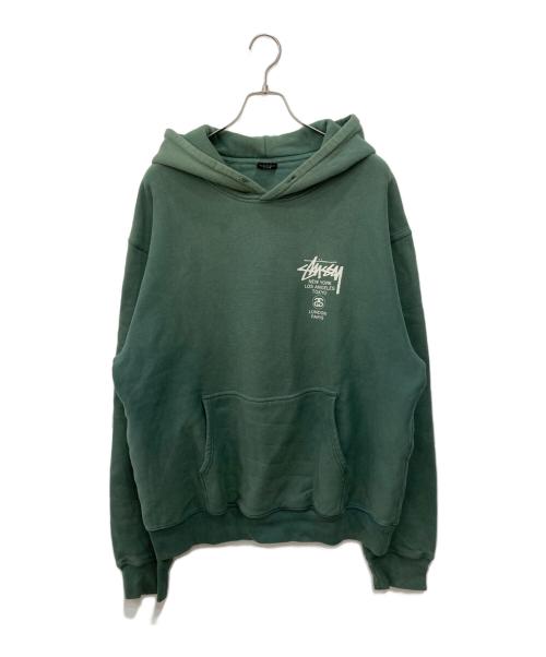 stussy（ステューシー）stussy (ステューシー) プリントパーカー グリーン サイズ:Lの古着・服飾アイテム