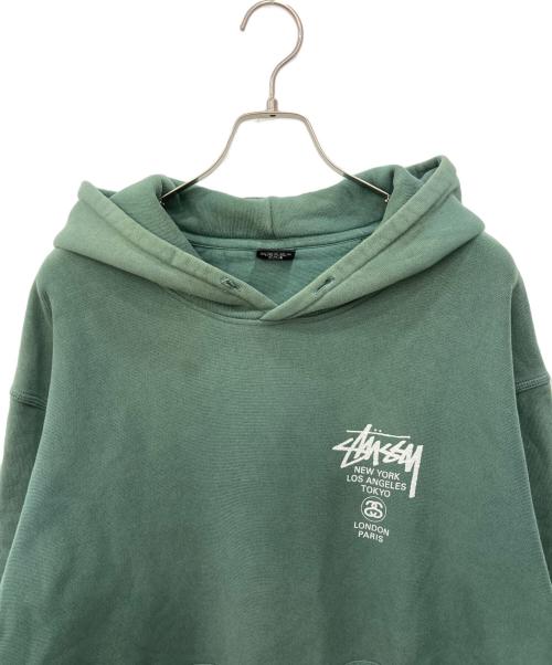 stussy（ステューシー）stussy (ステューシー) プリントパーカー グリーン サイズ:Lの古着・服飾アイテム