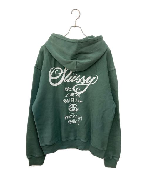 stussy（ステューシー）stussy (ステューシー) プリントパーカー グリーン サイズ:Lの古着・服飾アイテム
