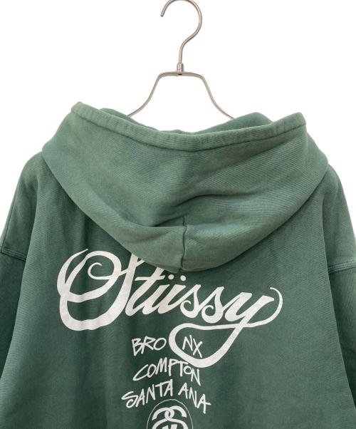 stussy（ステューシー）stussy (ステューシー) プリントパーカー グリーン サイズ:Lの古着・服飾アイテム