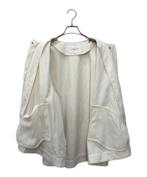 CADUNE（カデュネ）CADUNE (カデュネ) ノーカラー ハーフスリーブ ジャケット アイボリー サイズ:38の古着・服飾アイテム