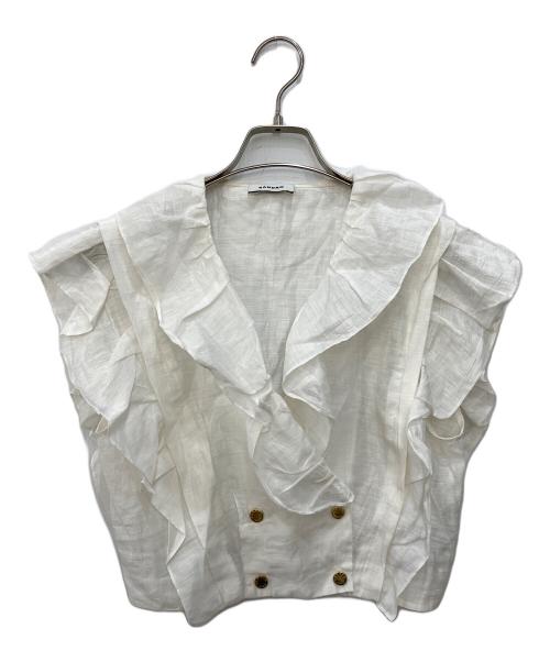 Sandro（サンドロ）Sandro (サンドロ) フリルクロストップ ホワイト サイズ:1の古着・服飾アイテム