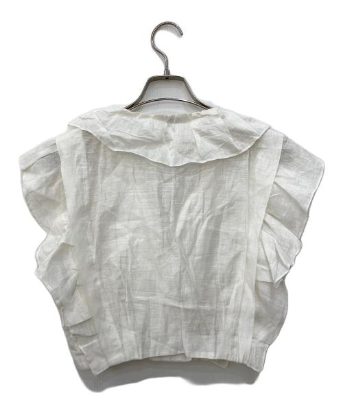 Sandro（サンドロ）Sandro (サンドロ) フリルクロストップ ホワイト サイズ:1の古着・服飾アイテム