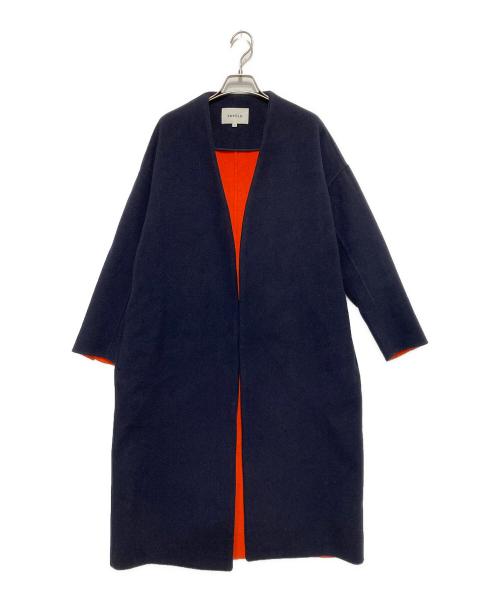 ENFOLD（エンフォルド）ENFOLD (エンフォルド) ソフトリバーノーカラーコート ネイビー サイズ:SIZE 36の古着・服飾アイテム