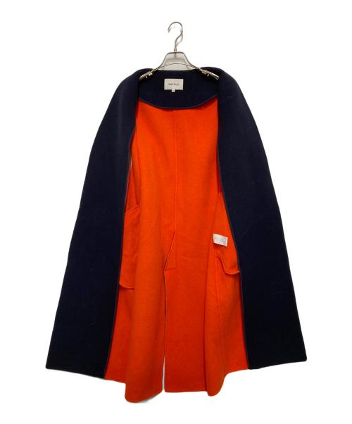 ENFOLD（エンフォルド）ENFOLD (エンフォルド) ソフトリバーノーカラーコート ネイビー サイズ:SIZE 36の古着・服飾アイテム