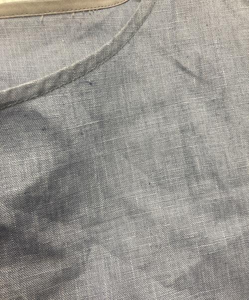 BEARDSLEY（ビアズリー）BEARDSLEY (ビアズリー) 裾レースリネンブラウス スカイブルー サイズ:Fの古着・服飾アイテム