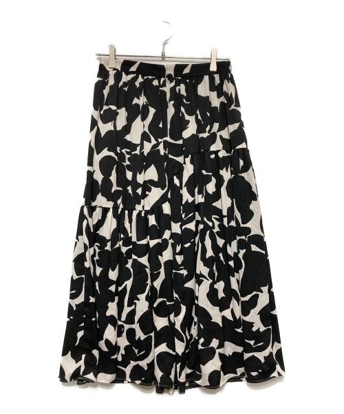 UNITED ARROWS TOKYO（ユナイテッドアローズトウキョウ）UNITED ARROWS TOKYO (ユナイテッドアローズトウキョウ) サテン プリント スカート ブラック サイズ:Lの古着・服飾アイテム