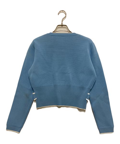 MIU MIU（ミュウミュウ）MIU MIU (ミュウミュウ) クルーネックカーディガン ブルー サイズ:SIZE 42の古着・服飾アイテム