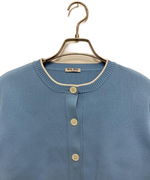 MIU MIU（ミュウミュウ）MIU MIU (ミュウミュウ) クルーネックカーディガン ブルー サイズ:SIZE 42の古着・服飾アイテム