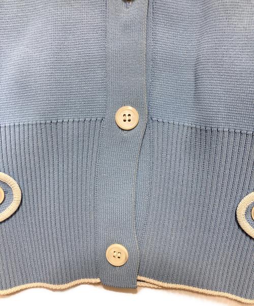 MIU MIU（ミュウミュウ）MIU MIU (ミュウミュウ) クルーネックカーディガン ブルー サイズ:SIZE 42の古着・服飾アイテム