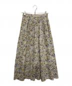 le.coeur blancルクールブラン）の古着「フラワープリントギャザーフレアスカート」｜ベージュ