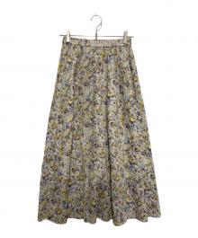 le.coeur blanc（ルクールブラン）の古着「フラワープリントギャザーフレアスカート」｜ベージュ
