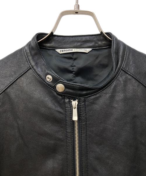 renoma HOMME（レノマオム）renoma HOMME (レノマオム) ラムレザーシングルライダースジャケット ブラック サイズ:不明の古着・服飾アイテム