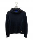BLUE LABEL CRESTBRIDGEブルーレーベルクレストブリッジ）の古着「タートルネックボタンニット」｜ブラック