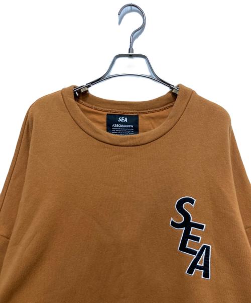 WIND AND SEA（ウィンダンシー）WIND AND SEA (ウィンダンシー) ロゴクルーネックスウェット ブラウン サイズ:Lの古着・服飾アイテム