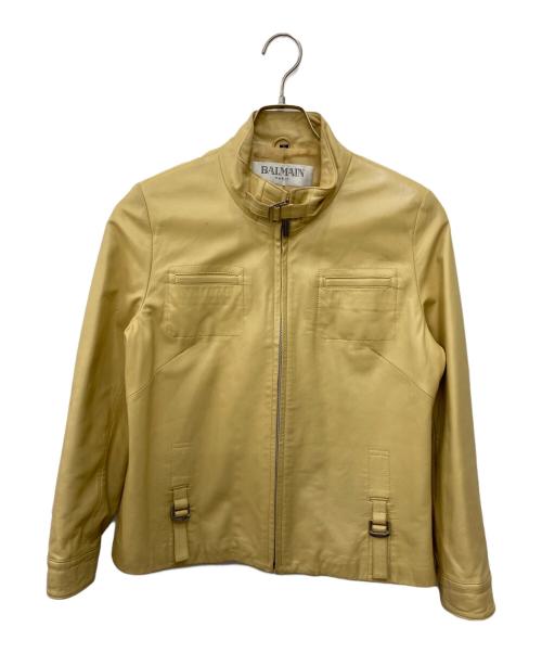 BALMAIN（バルマン）BALMAIN (バルマン) ラムレザージャケット ベージュ サイズ:size11の古着・服飾アイテム